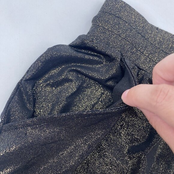 Ivy Park Womens M Gold Black Metallic Shorts Spellout Logo Athlesiure Drawstring - Picture 7 of 14